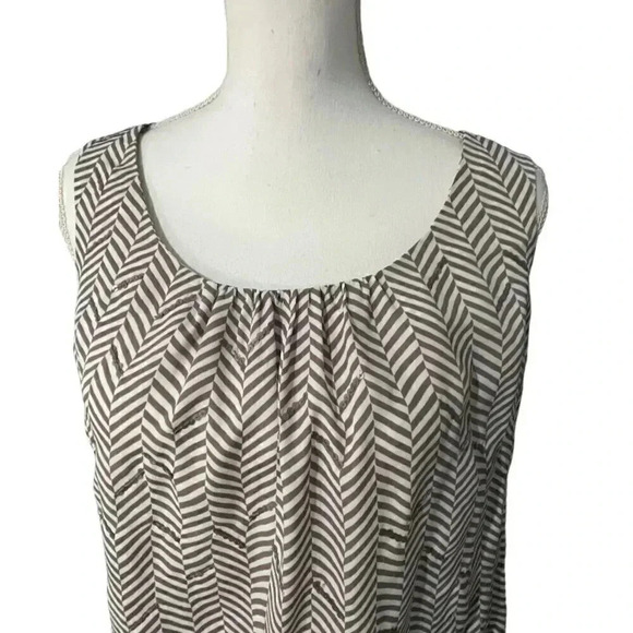 LOFT Size M striped tank top with sequin accents EUC - Picture 5 of 9